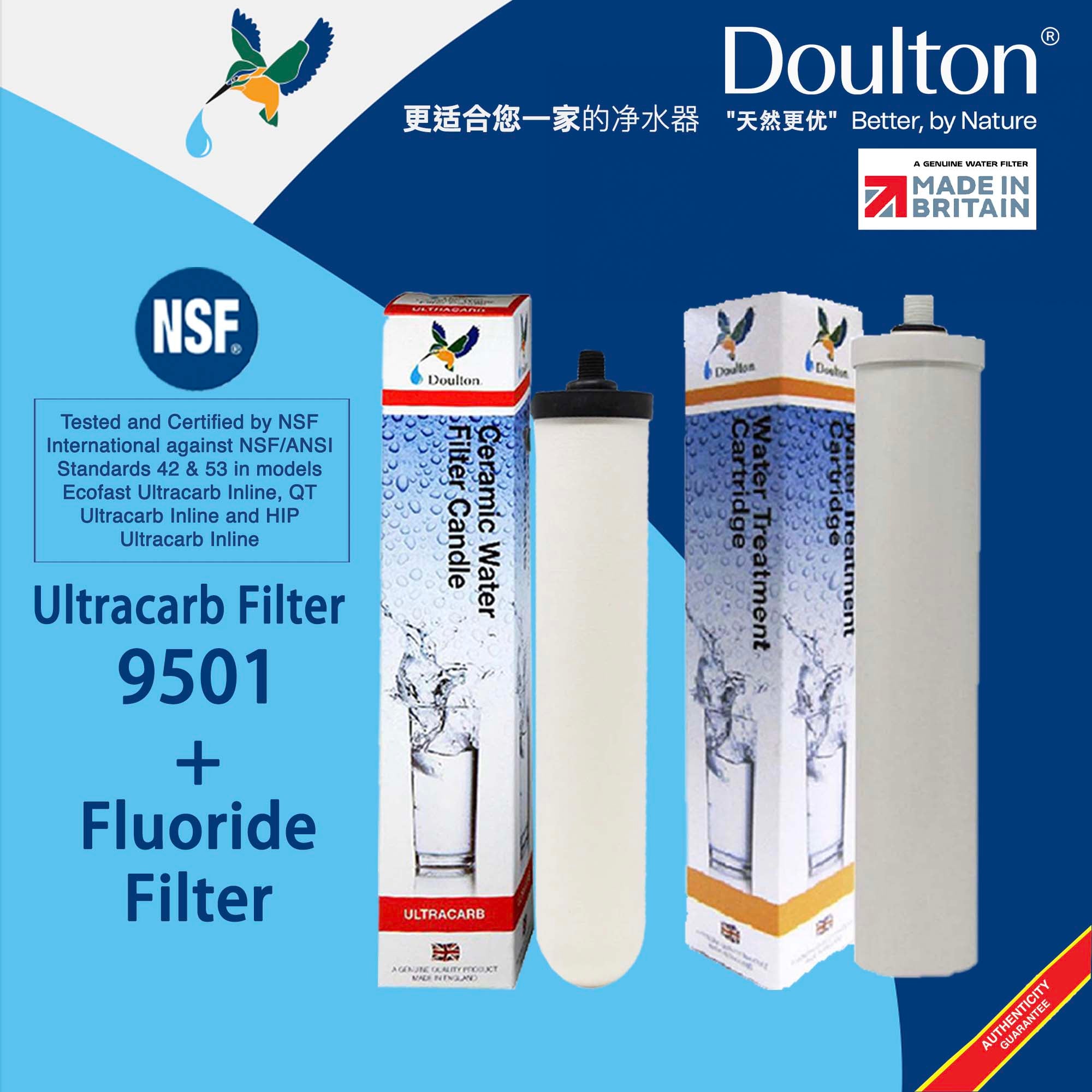 Value Pack! Doulton Fluoride Filter + Ultracarb 9504 / 9501 NSF