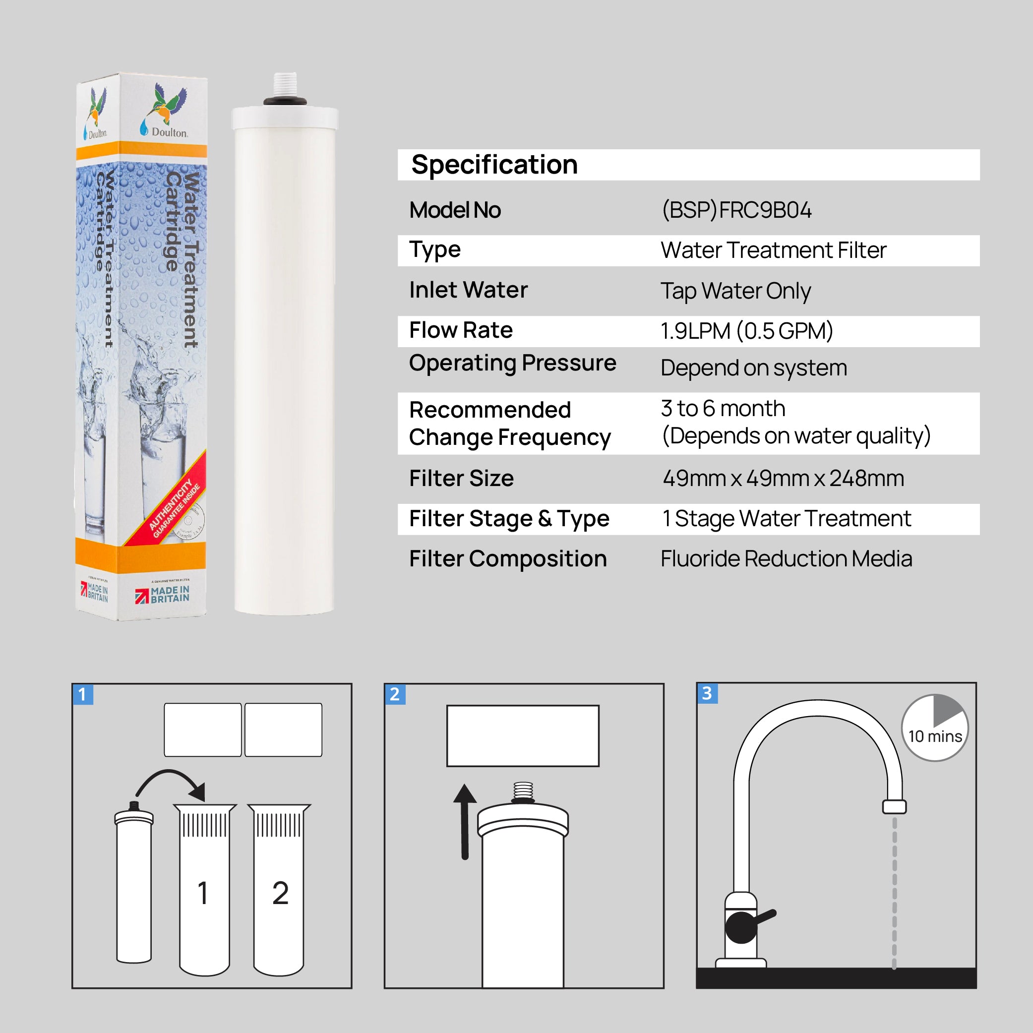 (Complimentary Free 1 x Time Installation) Doulton® HIP UCC 3X Premium Under Sink Water Filter System, 2 Years of Premium Drinking Water Protection — No Subscription Required