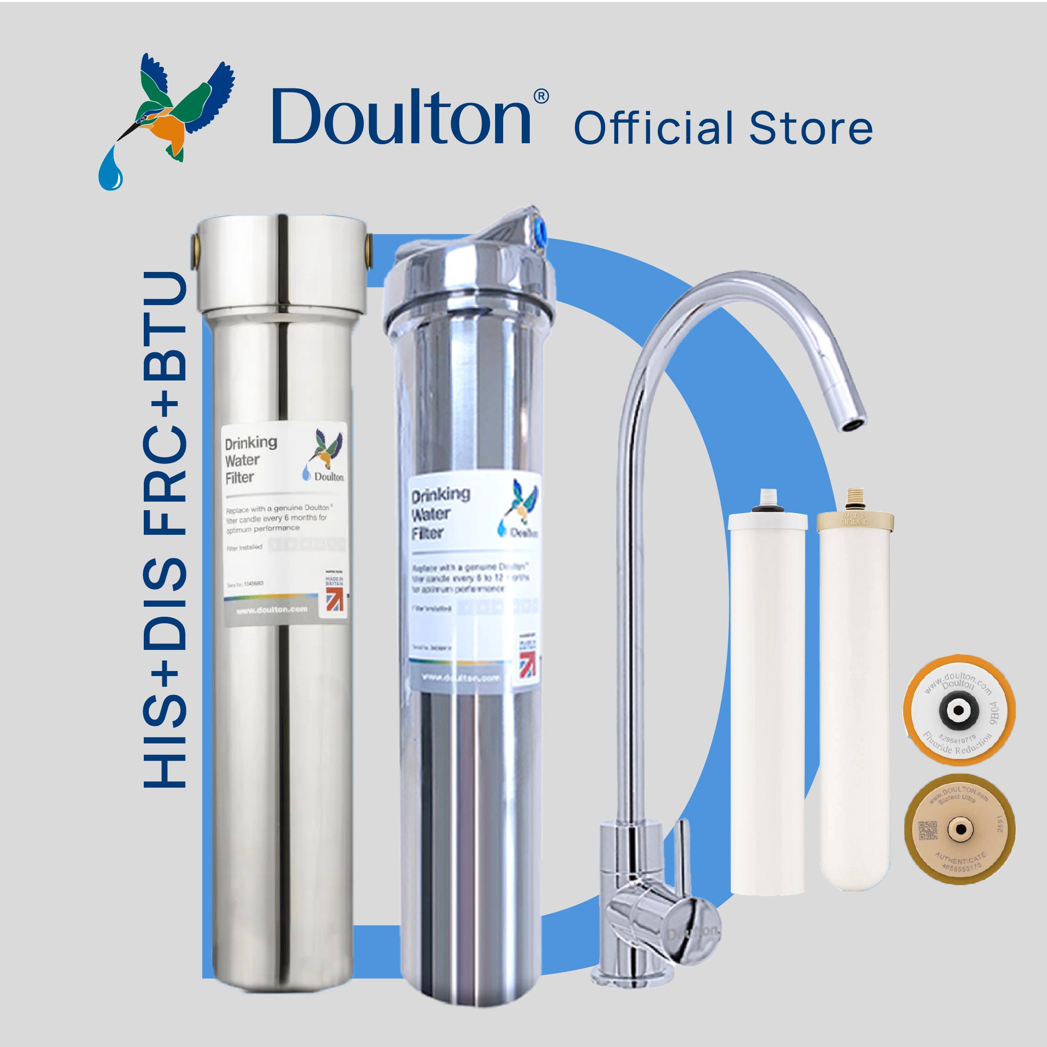 (Limited time offer! Free 1x adhoc Onsite installation) Doulton HIS + DIS Combo: The Ultimate Stainless Steel Undercounter Water Purification System with Fluoride Treatment and NSF-Certified Biotect Ultra Filtration!