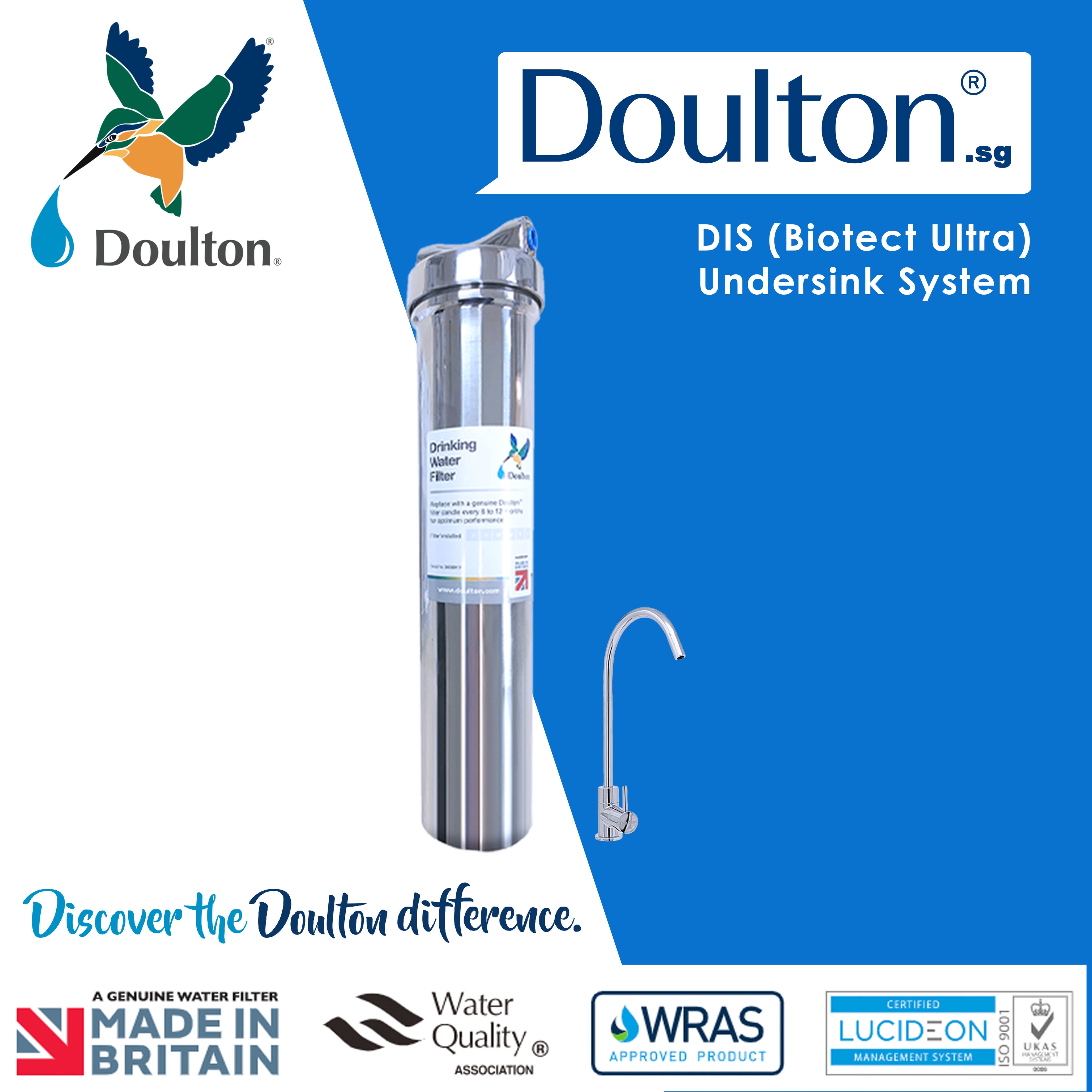 (Limited time offer! Free 1x adhoc Onsite installation) Doulton DIS Biotect Ultra (NSF) In-Counter Drinking Water Purifier - A Lifetime Investment in Health and Well-being!
