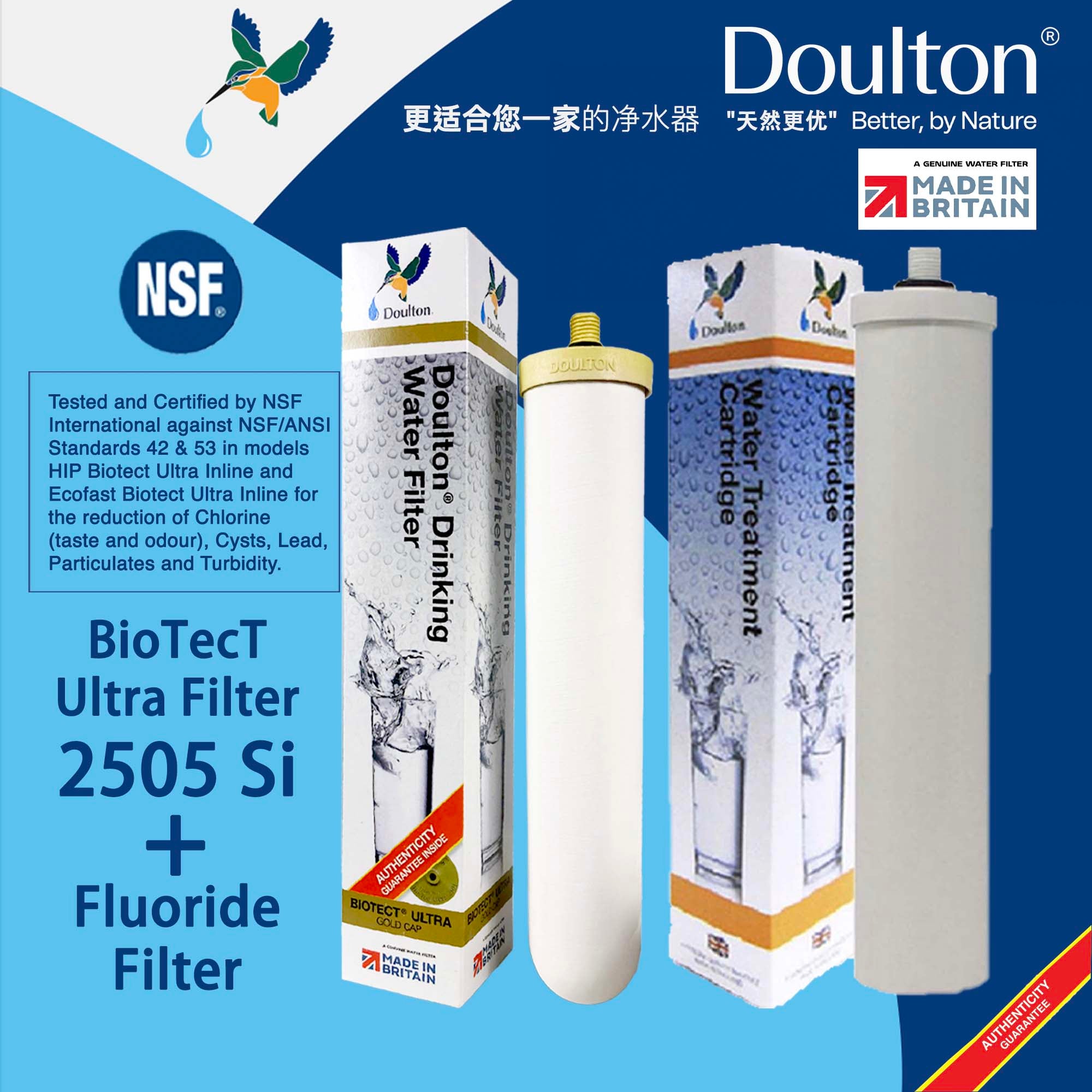 15% OFF+ Value Pack! Doulton Fluoride Filter + Biotect Ultra Drinking Water Filter Candle