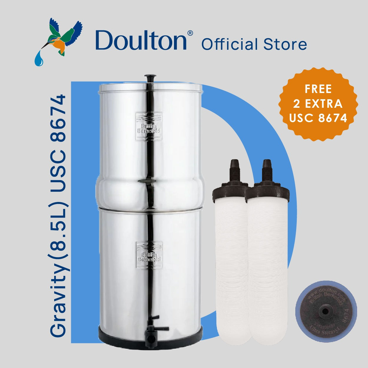 British Berkefeld® Stainless Steel Gravity System *Get 2 eXtra 8674 Filters with your purchase of 8674 Ultra Sterasyl System!