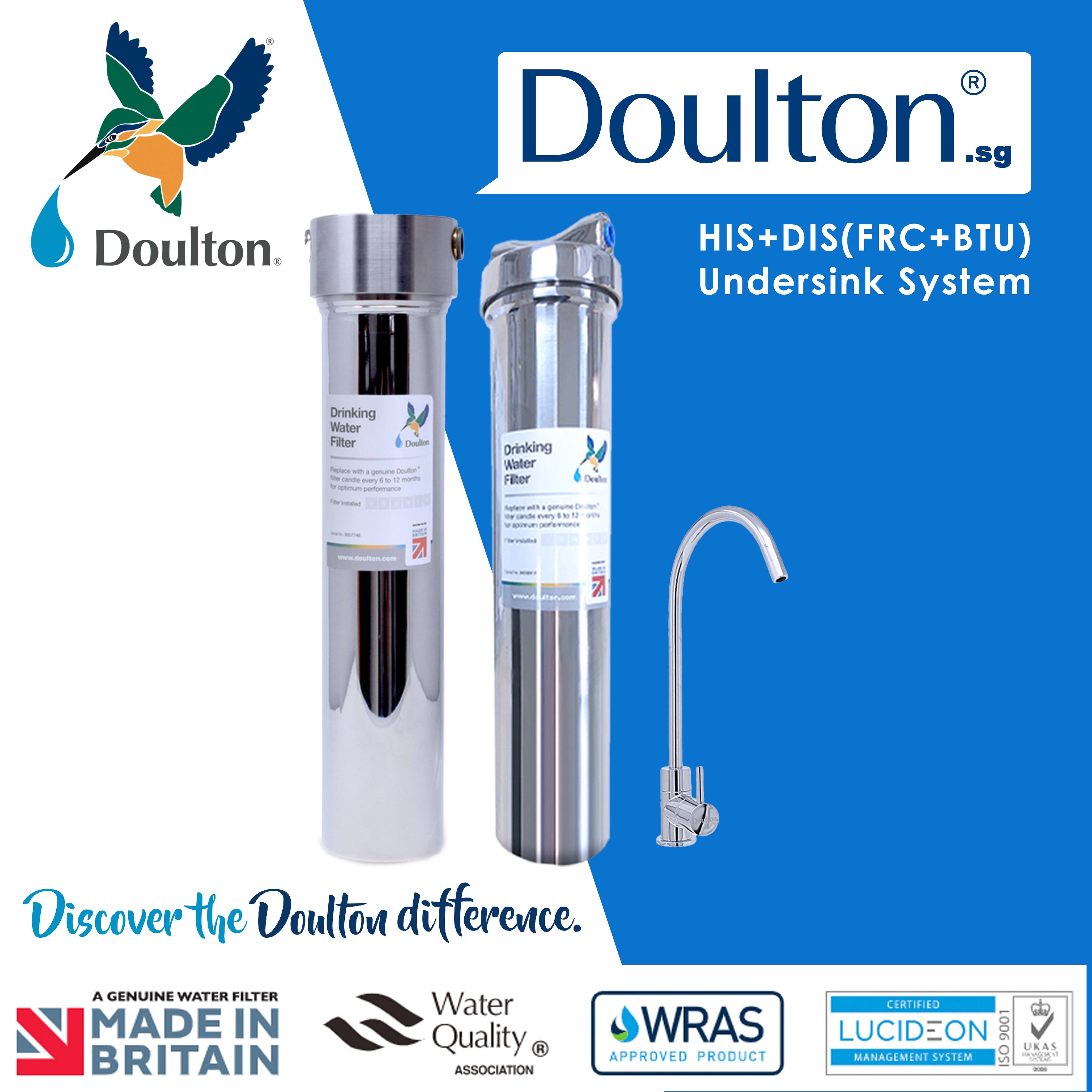 (Limited time offer! Free 1x adhoc Onsite installation) Doulton HIS + DIS Combo: The Ultimate Stainless Steel Undercounter Water Purification System with Fluoride Treatment and NSF-Certified Biotect Ultra Filtration!