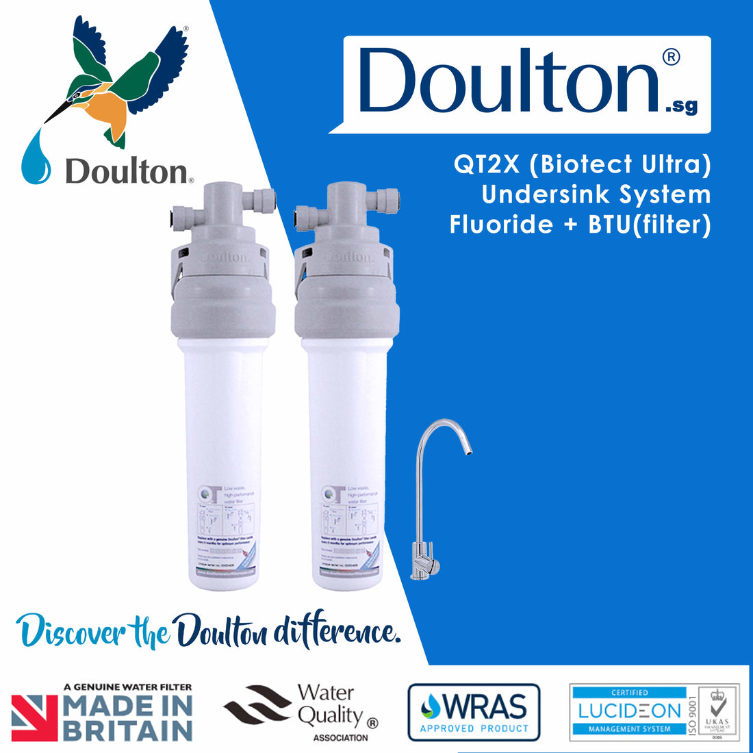 (Limited time offer! Free 1x adhoc Onsite installation) Doulton 2X QT ECOFAST Combo: The Ultimate Quick Change Undercounter Water Purification System with Fluoride Treatment and NSF-Certified Biotect Ultra Filtration!  Plus Anti Scale