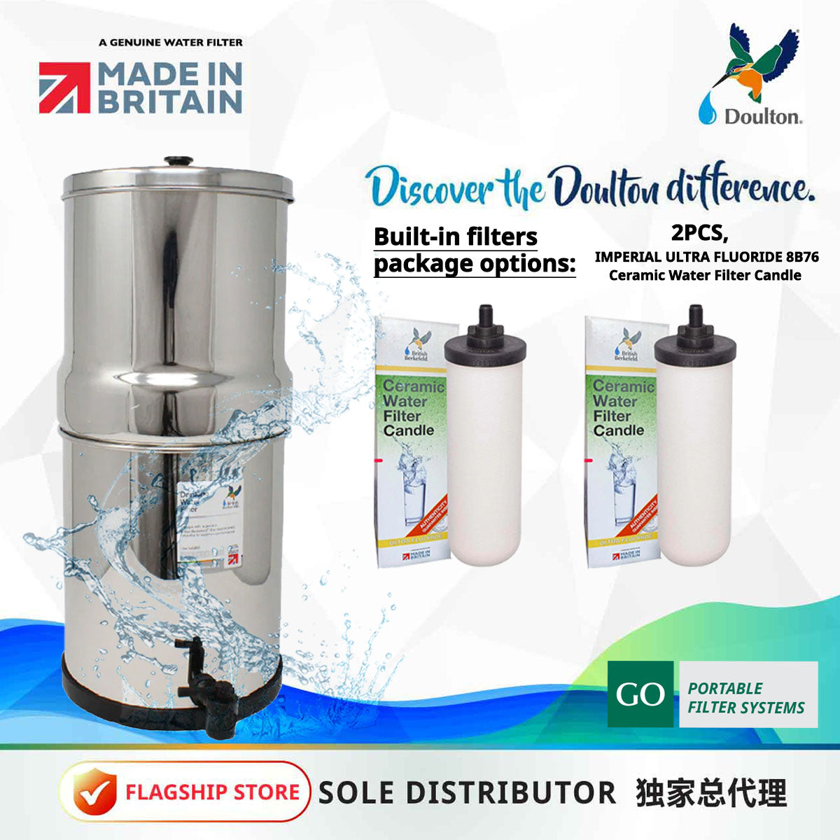 British Berkefeld® Stainless Steel Gravity System *Get 2 eXtra 8674 Filters with your purchase of 8674 Ultra Sterasyl System!