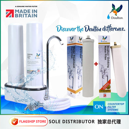 (FREE 2 additional Filters) Unlock the Purest Water Experience with Doulton DCP2: The Elite Dual Countertop Fluoride Treatment and Biotect Ultra Purification System - British Craftsmanship in Precision Filtration Since 1826!