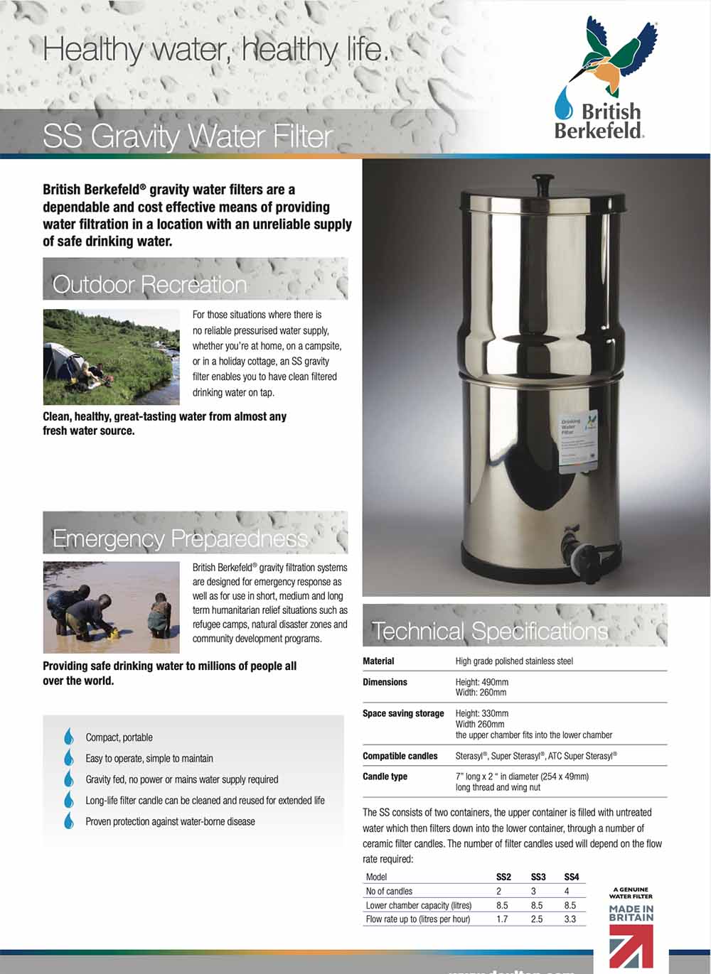 British Berkefeld® Stainless Steel Gravity System *Get 2 eXtra 8674 Filters with your purchase of 8674 Ultra Sterasyl System!