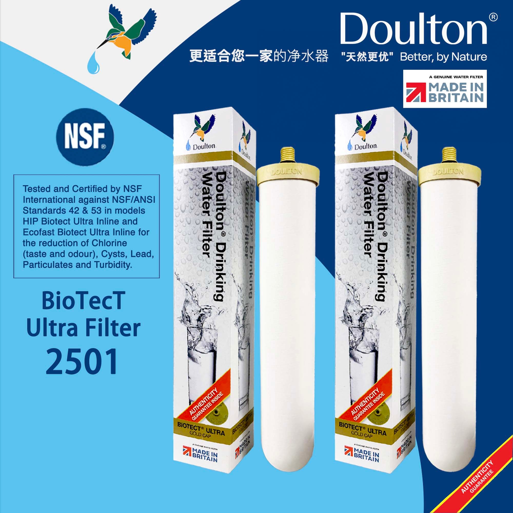 15% OFF!+ Value Pack! 2PCS, Doulton BioTecT Ultra 2501 (NSF)