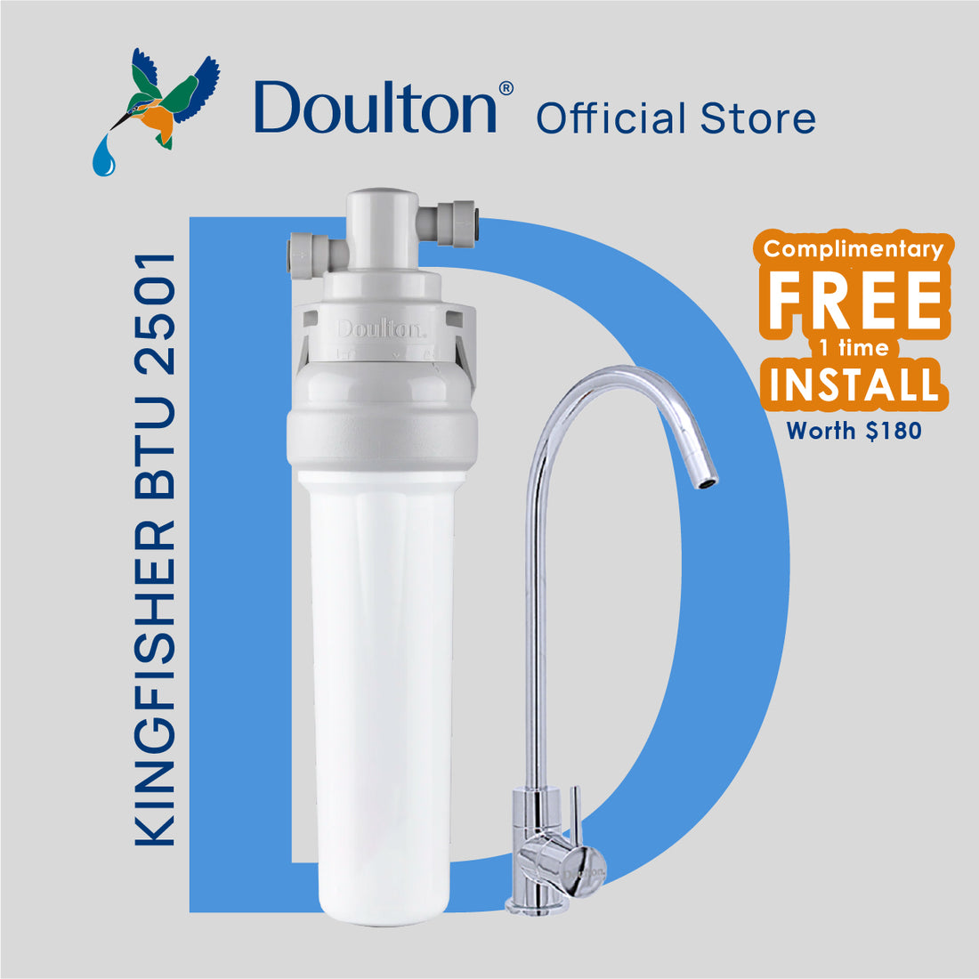 (Pre Order 7 days - Limited time offer! Free 1x adhoc Onsite installation) Doulton Kingfisher BTU 2501 Under-Sink Filter with Cutting-Edge BTU- Sustainable Purity Meets British Ingenuity Since 1826!