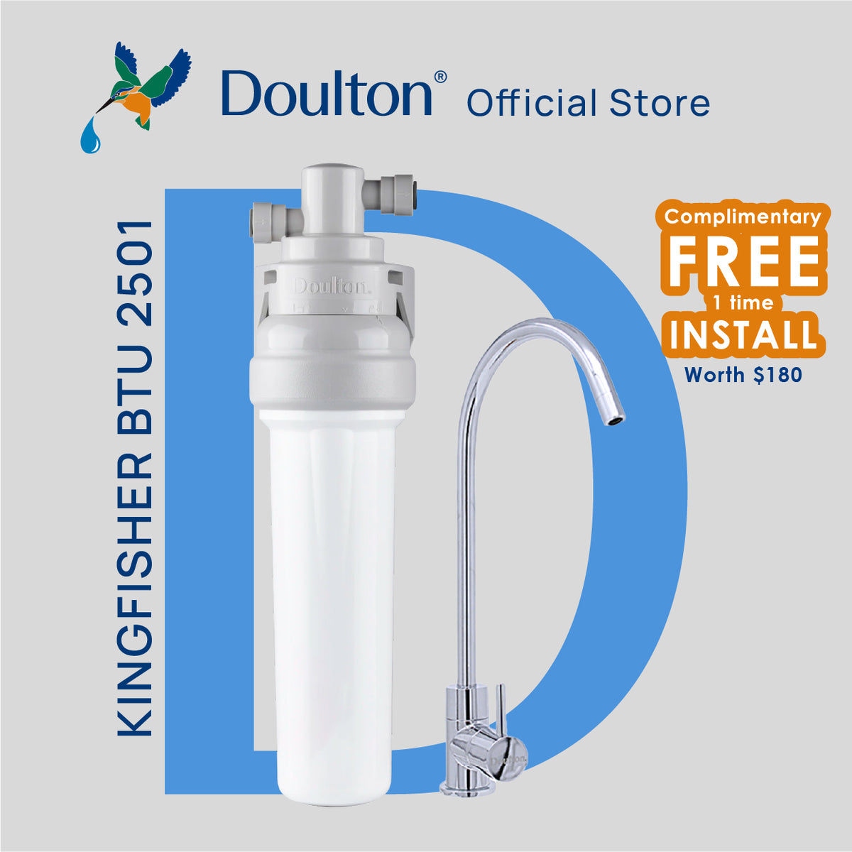 (Limited time offer! Free 1x adhoc Onsite installation) Doulton Kingfisher BTU 2501 Under-Sink Filter with Cutting-Edge BTU- Sustainable Purity Meets British Ingenuity Since 1826!