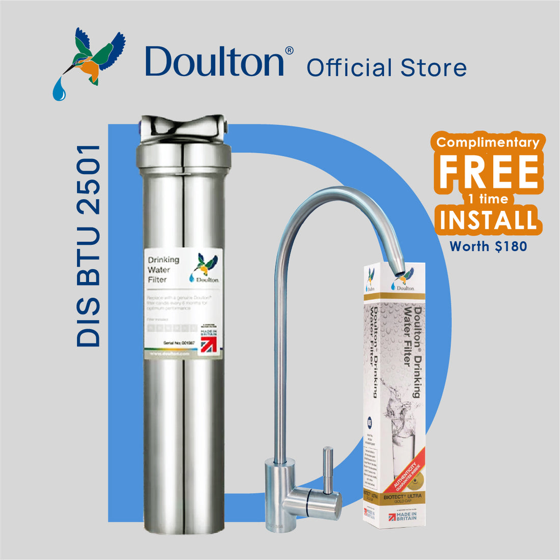Doulton DIS Biotect Ultra (NSF) In-Counter Drinking Water Purifier - A Lifetime Investment in Health and Well-being!