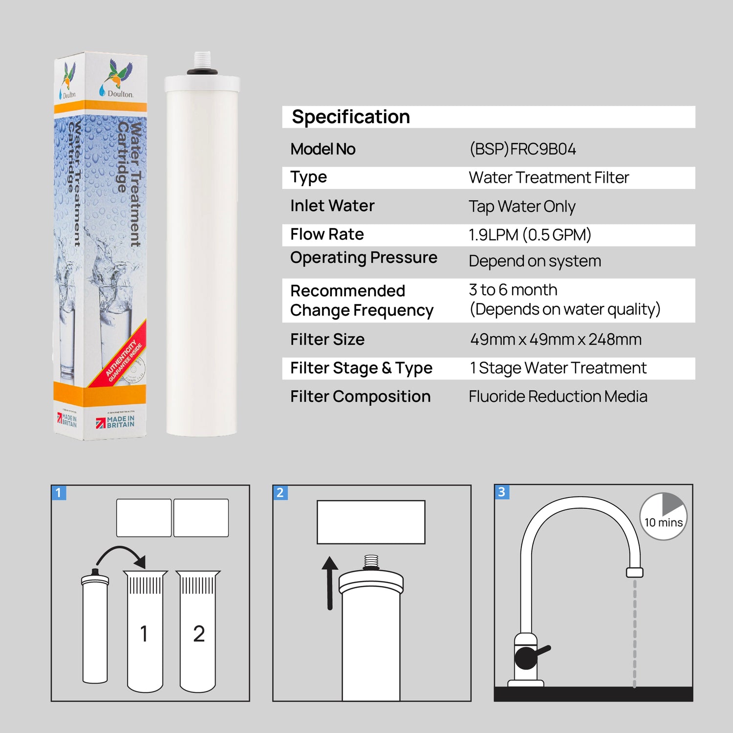 (Complimentary Free 1 x Time Installation) Doulton® HIP UCC 3X Premium Under Sink Water Filter System, 2 Years of Premium Drinking Water Protection — No Subscription Required
