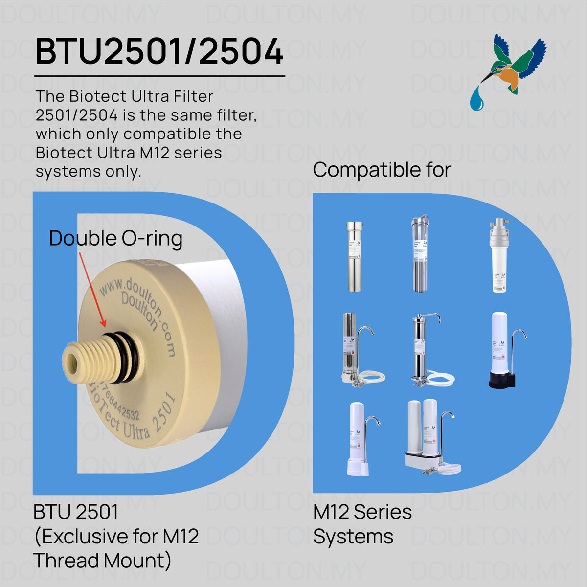 Doulton HIP DUO BTU (2501) Biotect Ultra +plus Fluoride Filter | or |  KDF Filter | or Pfast Filter | Doulron Duo Under Sink Water Filter System