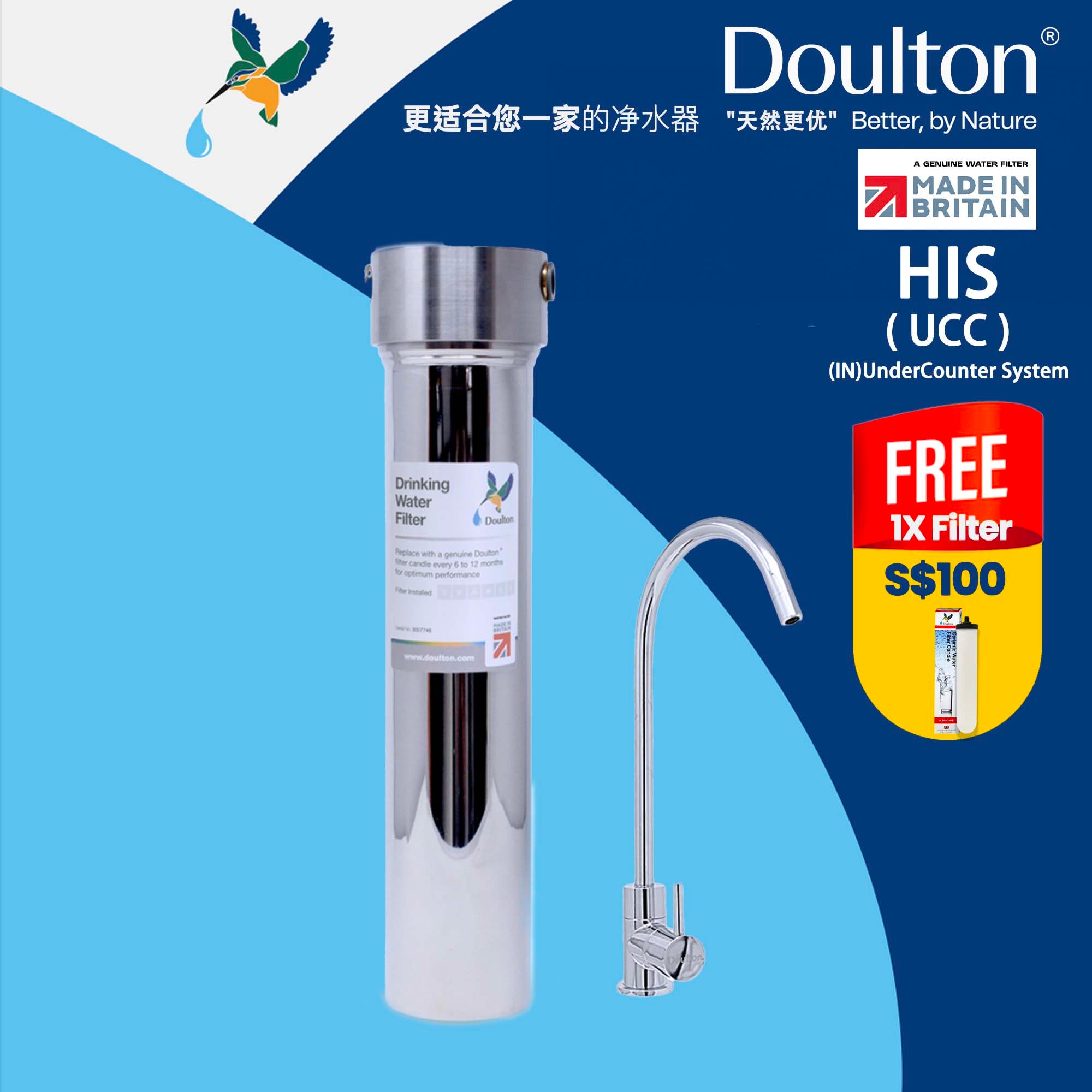 Experience the Purity Revolution: Doulton HIS Ultracarb NSF Certified Inline Undersink Filtration - Pure Water, Simplified System, [ FREE Installation, Value, S$150 - limited time offer]