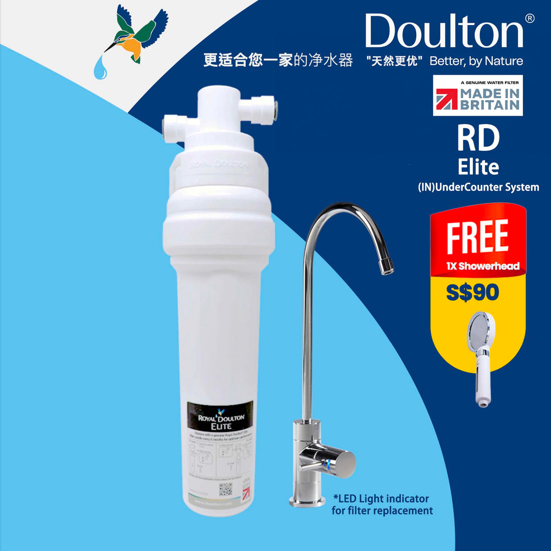 (FREE Installation)Indulge in Superior Hydration with Royal Doulton Elite System: Premium 5-Stage Filtration for Pristine Drinking Water - British Heritage Since 1826