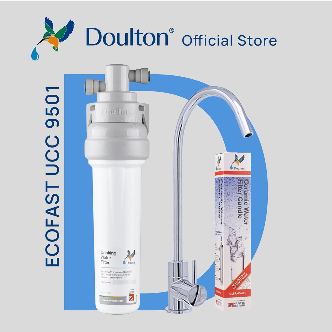(Limited time offer! Free 1x adhoc Onsite installation) Doulton QT Ecofast Under-Sink Water Filtration System | Ultracarb Filter Excellence | Eco-Friendly British Innovation Since 1826