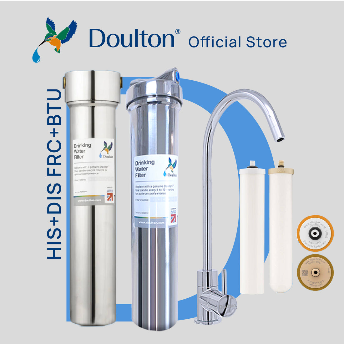 (Limited time offer! Free 1x adhoc Onsite installation) Doulton HIS + DIS Combo: The Ultimate Stainless Steel Undercounter Water Purification System with Fluoride Treatment and NSF-Certified Biotect Ultra Filtration!