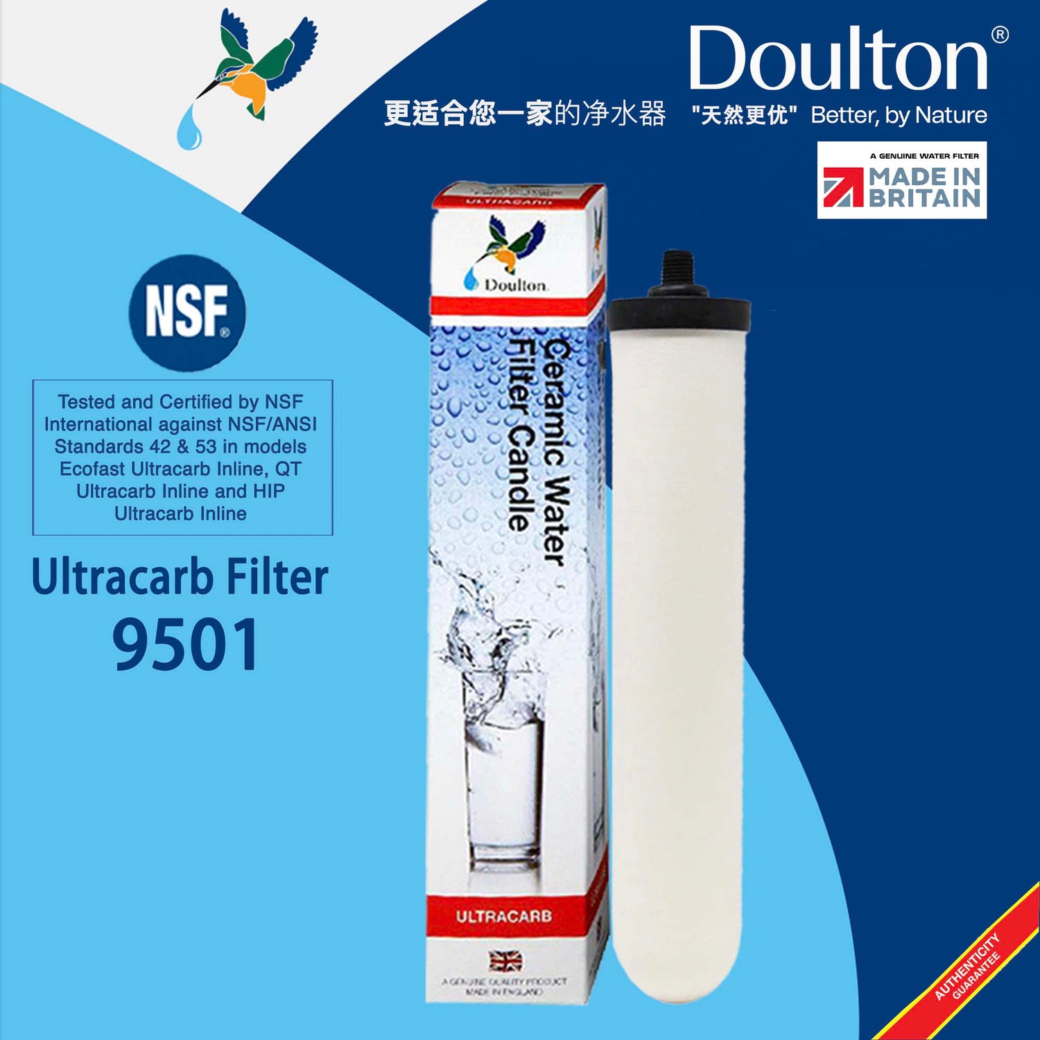 Doulton Ultracarb NSF Certified Inline Undersink Filtration - Pure Water, Simplified System - Shipping only