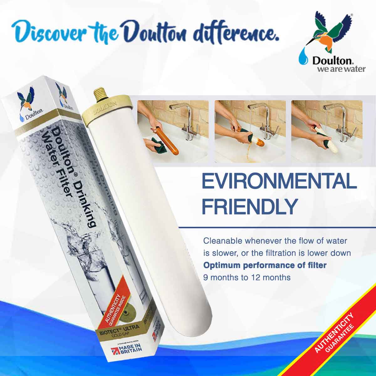 (limited time) Elevate Your Water Purity with the Doulton DIS Biotect Ultra (NSF) In-Counter Drinking Water Purifier - A Lifetime Investment in Health and Well-being! (FREE 1 Filter + ShowerHead Filter)