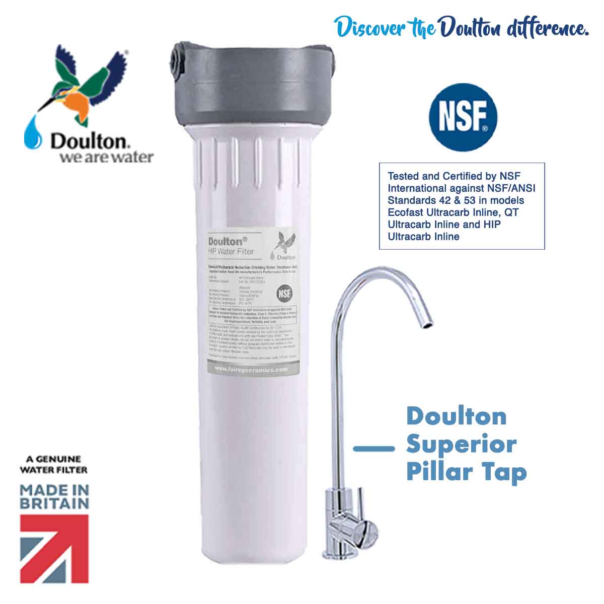 (FREE Installation) Experience the Purity Revolution: Doulton HIP Ultracarb NSF Certified Inline Undersink Filtration - Pure Water, Simplified System