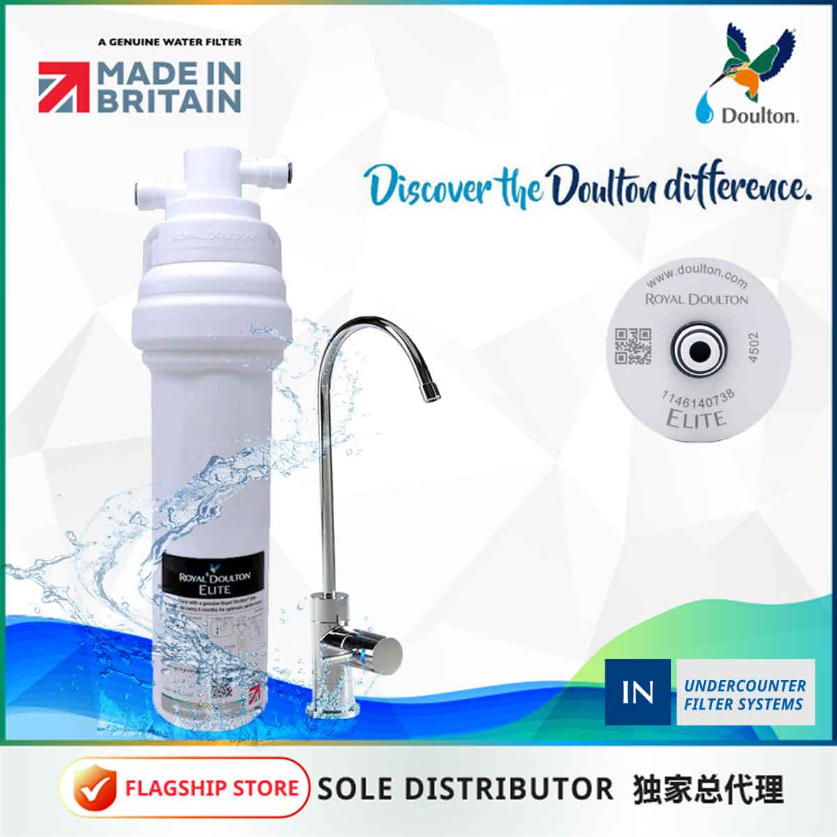 (limited time) Indulge in Superior Hydration with Royal Doulton Elite System: Premium 5-Stage Filtration for Pristine Drinking Water - British Heritage Since 1826&quot; FREE pH Alkaline Filte