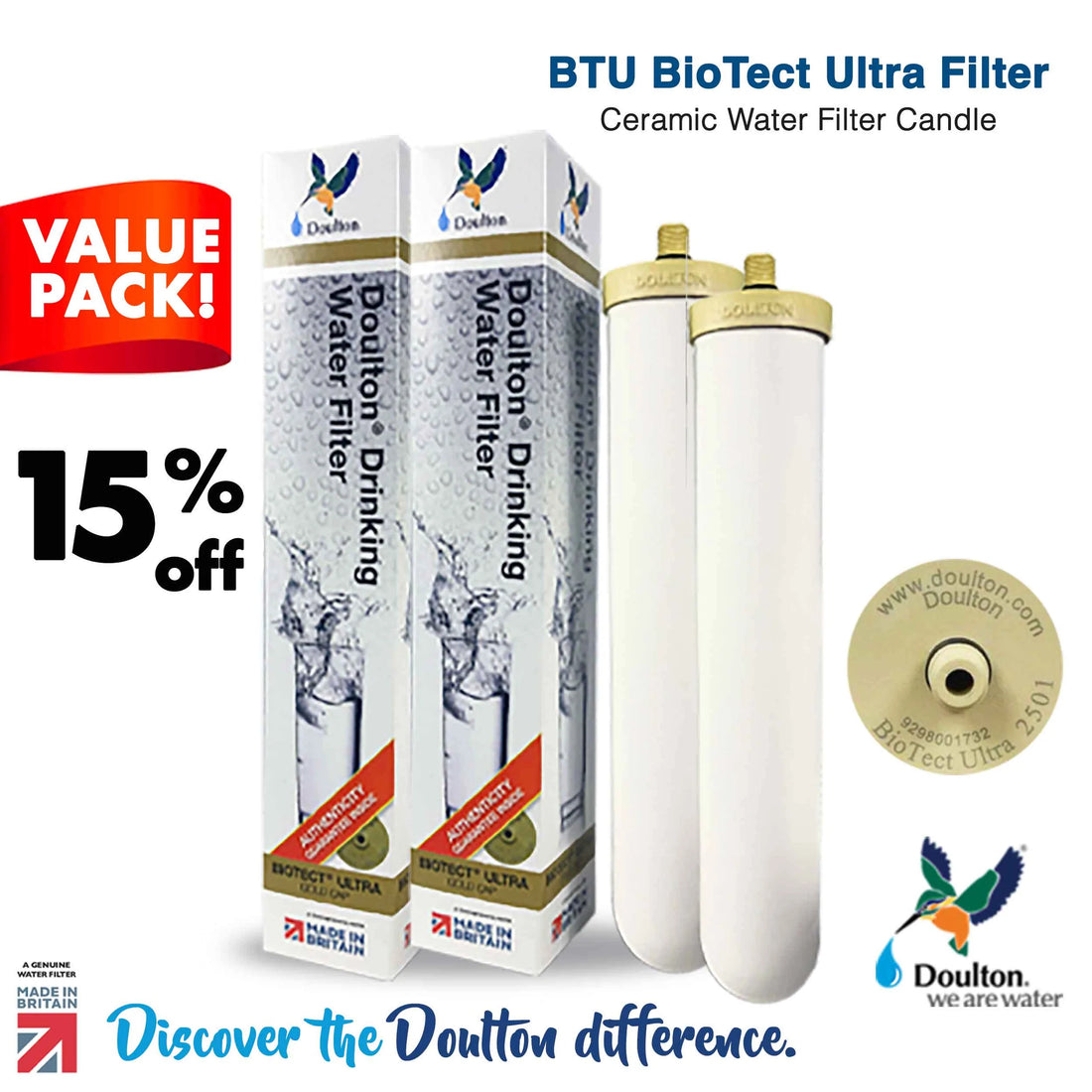 15% OFF!+ Value Pack! 2PCS, Doulton BioTecT Ultra 2501 (NSF)