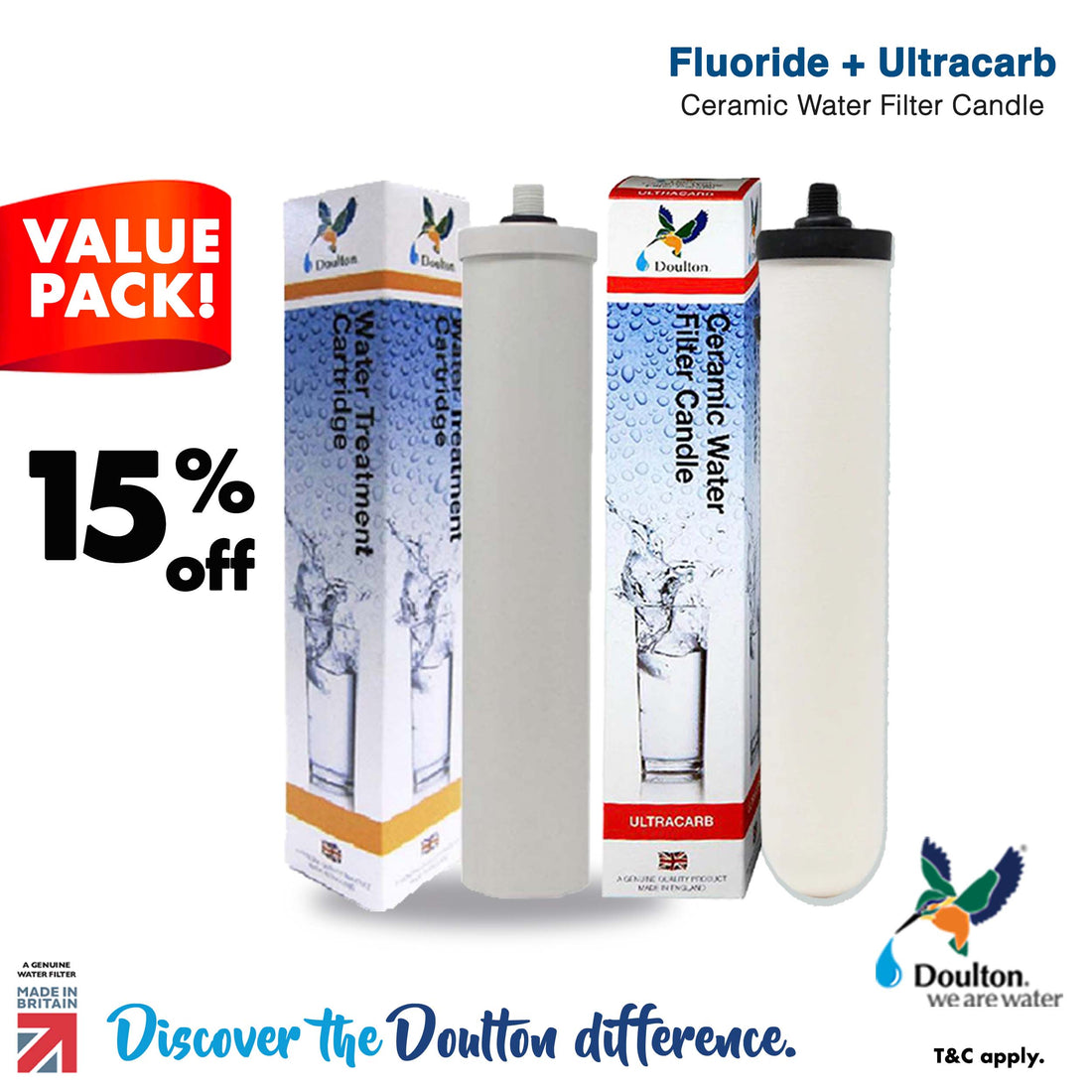 15% OFF+ Value Pack! Doulton Fluoride Filter + Ultracarb 9504 / 9501 NSF