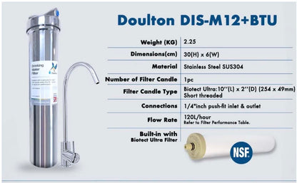 (🔥 Save S$150 on Onsite Installation! 🔥 Limited-time offer) Doulton DIS Biotect Ultra (NSF) In-Counter Drinking Water Purifier - A Lifetime Investment in Health and Well-being!