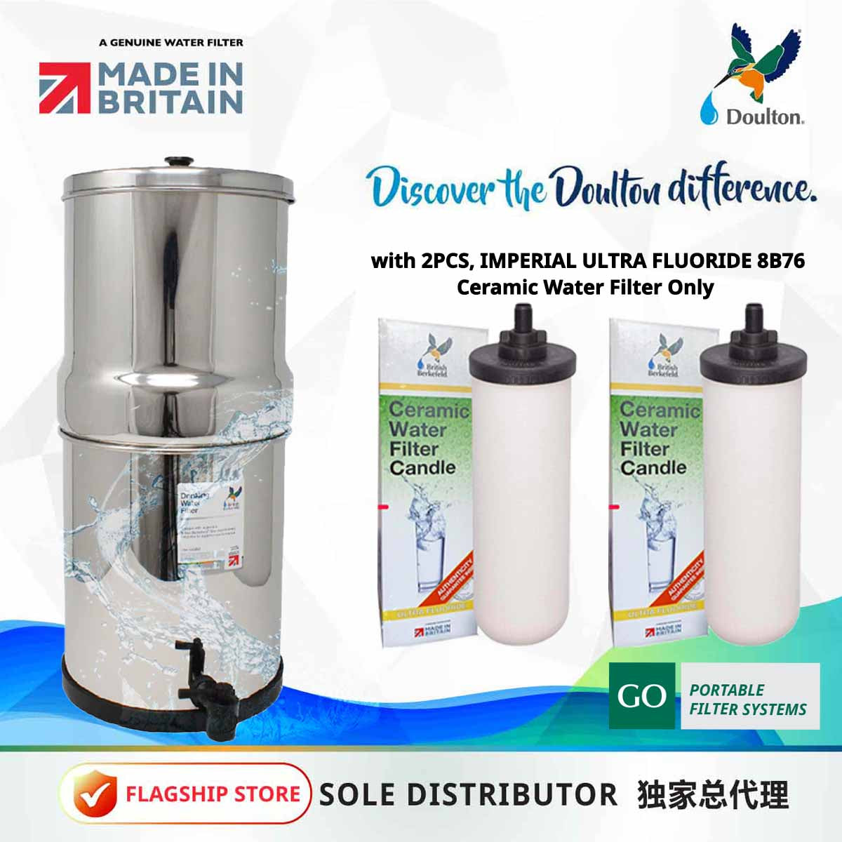 Doulton SUS304 Gravity Fed System *FREE eXtra 2 Filters for 2nd year!
